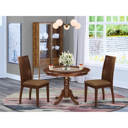 East West Furniture 3 Piece Hartland Dinette Set - Mahogany HLIP3-MAH-C